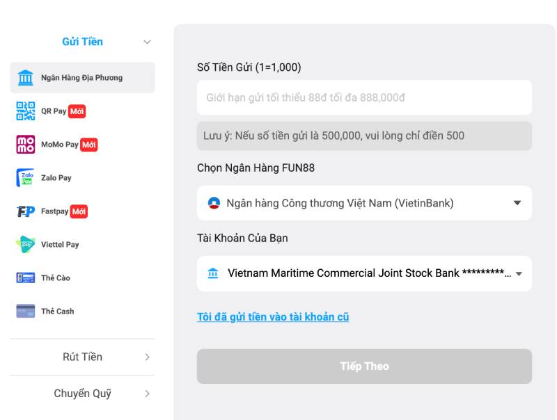 FUN88 Karmup – Link Vào Fun 88 – Fun88 App【2025】✔️ Mobile 28 Bước 3: Chọn Phương Thức Nạp Tiền Phù Hợp